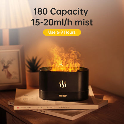 Aroma Diffuser 180ML Air Humidifier Ultrasonic Aromatherapy Cool Mist Maker Essential Oil Flame Lamp Difusors for Home