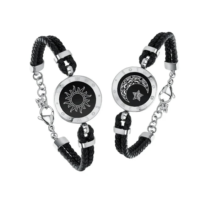 Totwoo Long Distance Touch Bracelets with Sun&Moon Functional Love Connect Gift for Boyfriend or Girlfriend or Your Family