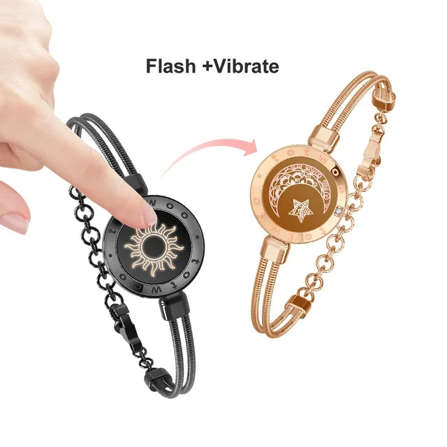 Totwoo Long Distance Touch Bracelets with Sun&Moon Functional Love Connect Gift for Boyfriend or Girlfriend or Your Family