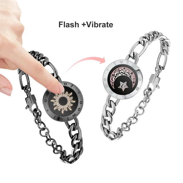 Totwoo Long Distance Touch Bracelets with Sun&Moon Functional Love Connect Gift for Boyfriend or Girlfriend or Your Family