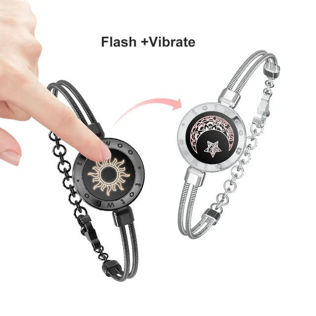 Totwoo Long Distance Touch Bracelets with Sun&Moon Functional Love Connect Gift for Boyfriend or Girlfriend or Your Family