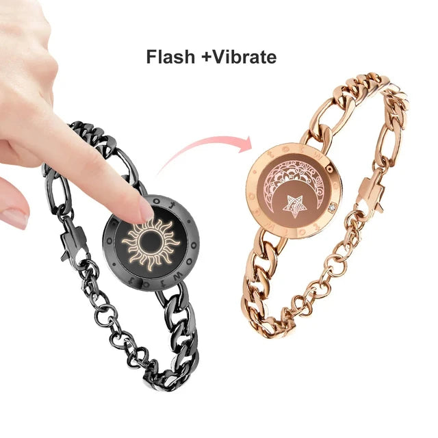 Totwoo Long Distance Touch Bracelets with Sun&Moon Functional Love Connect Gift for Boyfriend or Girlfriend or Your Family