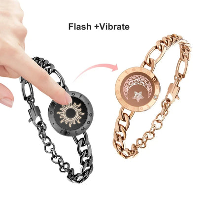 Totwoo Long Distance Touch Bracelets with Sun&Moon Functional Love Connect Gift for Boyfriend or Girlfriend or Your Family