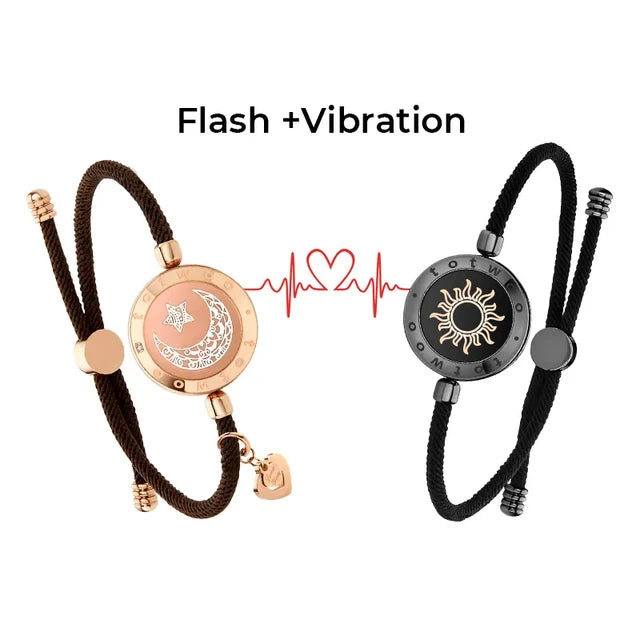 Totwoo Long Distance Touch Bracelets with Sun&Moon Functional Love Connect Gift for Boyfriend or Girlfriend or Your Family