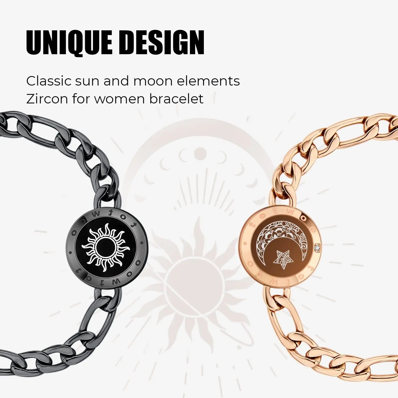 Totwoo Long Distance Touch Bracelets with Sun&Moon Functional Love Connect Gift for Boyfriend or Girlfriend or Your Family